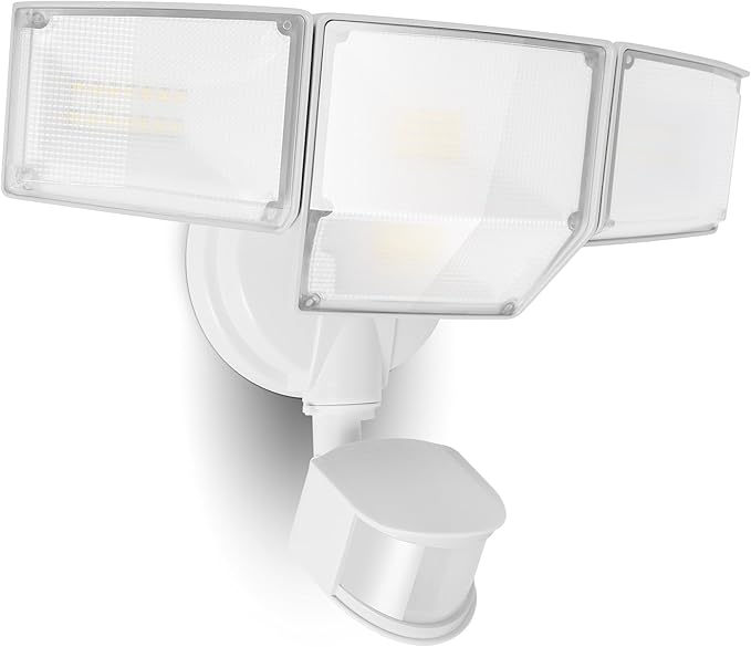 LUTEC 80W 9000LM LED Security Light Hardwire Motion Sensor Outdoor Lights, 4 Head LED Flood Lights Outdoor 5000K Daylight, IP65 Waterproof, Motion Detected Lights for Outside, Garage, Yard (White) LUTEC