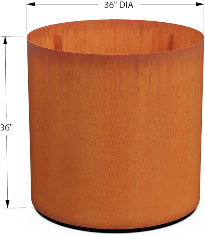 Plantercraft Extra Large Corten Steel Planter 36 Inch | Large Round Planters for Outdoor Plants | Modern Metal Garden Planter for Landscape, Patio, and Entryway Plantercraft