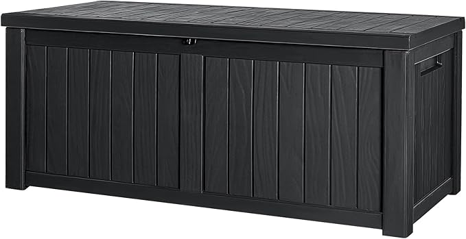 Devoko 120 Gallon Resin Deck Box Waterproof Indoor Outdoor Storage Box Lockable Large Storage Container for Patio Furniture Cushions and Garden Tools DEVOKO