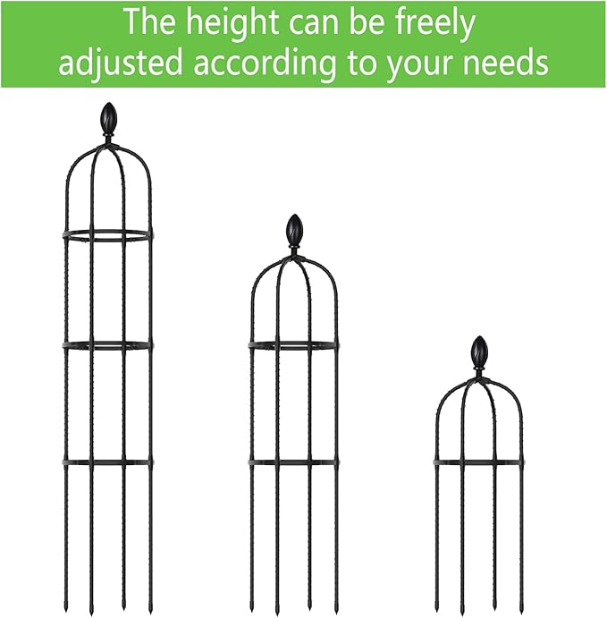 2 Pack 5Ft Tall Garden Obelisk Trellis for Climbing Plants Outdoor, Plant Trellis Garden Tower Trellis for Potted Plant Climbing, Flowers Vegetable Cucumber Trellis Huvai
