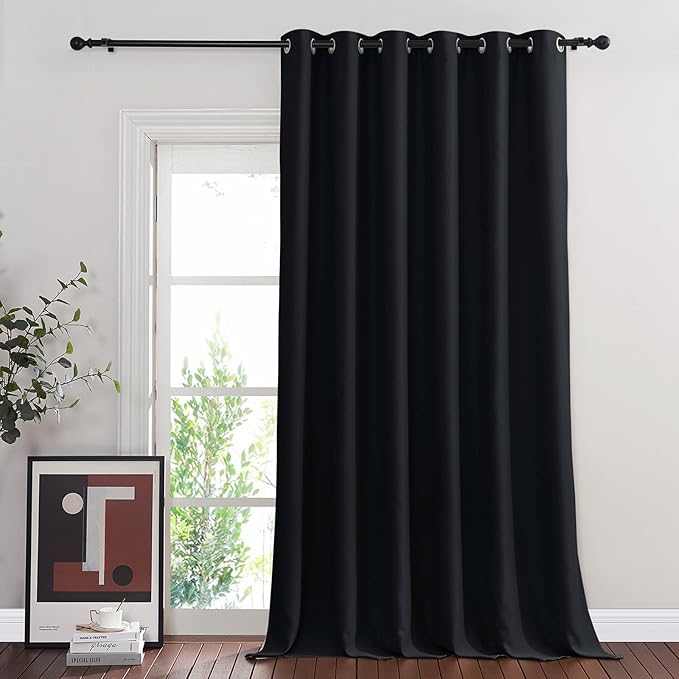 NICETOWN Black Out Sliding Door Curtain 102 inches Long, Grommet Thermal Insulated Patio Door Curtains Room Divider Drape Window Treatment for Bedroom/Living Room, 1 Panel, W80 x L102 NICETOWN