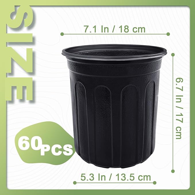Anyumocz 60 Pcs 1 Gallon Flexible Plant Nursery Pots,Thickened Soft Plastic Seedling Pot with Holes,Flower Plant Container for Succulents,Cuttings,Transplanting,Home Garden(Black) Anyumocz