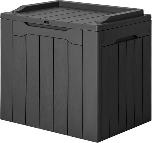 JUMMICO 31 Gallon Resin Deck Box Waterproof Indoor Outdoor Storage Boxes for Patio Furniture Cushions and Garden Tools (Gray) JUMMICO