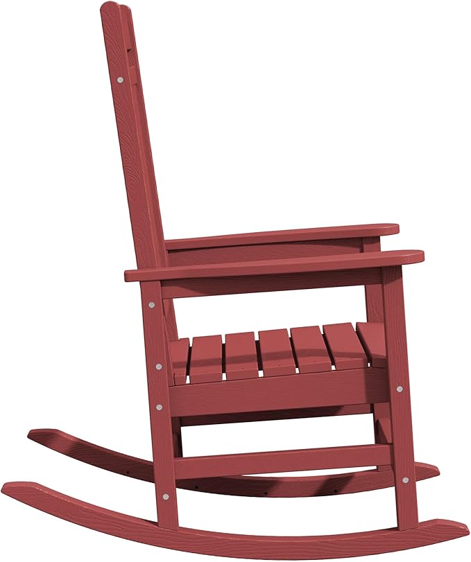 KINGYES Outdoor Rocking Chair Set of 2, High Density Polyethylene Patio Rocking Chairs with 330lbs Support for Adults, Dark Red KINGYES