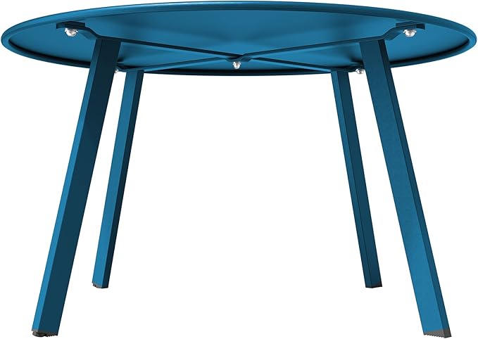 Grand patio 28-inch Round Steel Coffee Table, Outdoor Patio Side Table, Great for Backyard Patio Deck, Peacock Blue GrandPatio