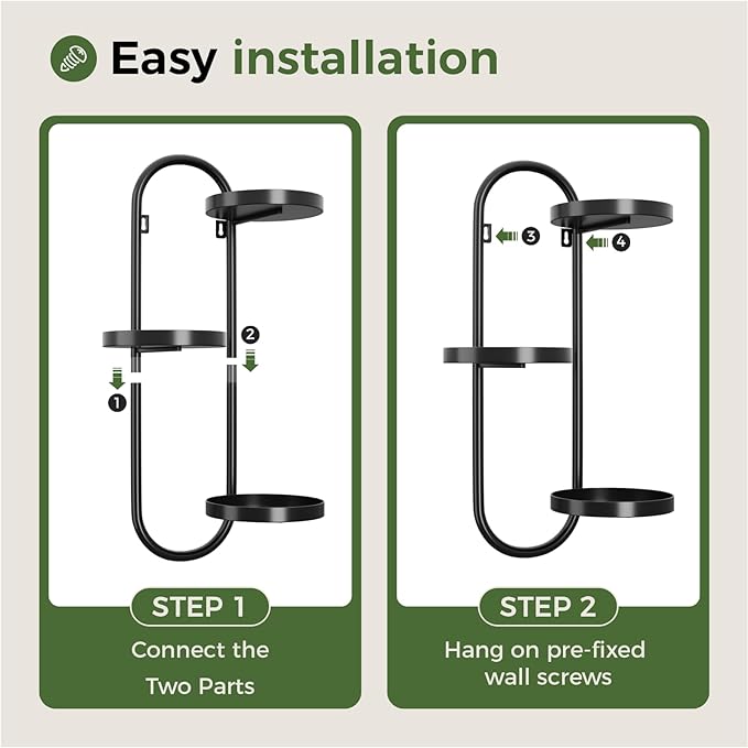 Window Plant Shelves Indoor Outdoor Wall Planters for Indoor Plants 2 Pack Metal Hanger Plant Holder for Living Room Balcony Wall Decor Black Laposso
