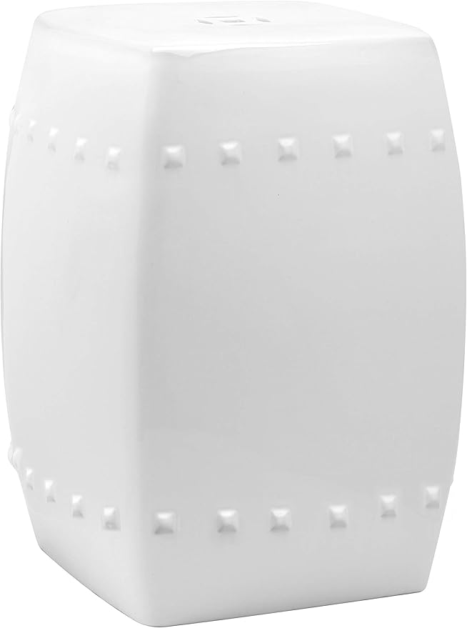Safavieh Villa Glazed Ceramic Decorative Garden Stool, White SAFAVIEH