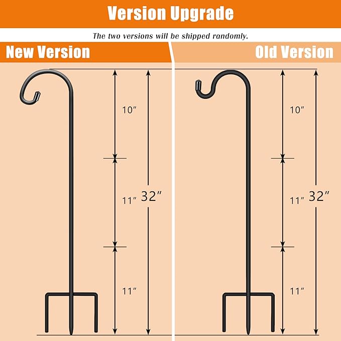 Gtongoko 8 Pack Shepherds Hooks for Outdoor 32 Inch Garden Hooks for Hanging Plants, Lanterns, Bird Feeders, Solar Lights, Mason Jars, Weddings Decor, Adjustable, Matte Black Gtongoko