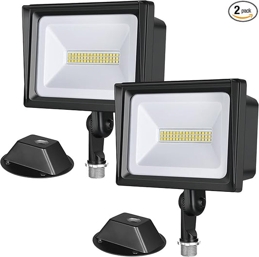 DEWENWILS 2 Pack 34W Flood Lights Outdoor, 3200 LM Super Bright(400W Halogen Equivalent) IP65 Waterproof Knuckle Mount LED Flood Light, 5000K Led Security Light for Landscape, Garden, Yard, Garage DEWENWILS