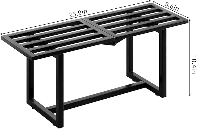 2 Pack Metal Plant Stand, Foldable Heavy Duty Indoor, Window Iron Plant Shelf - Mid Century Modern Slatted Bench for Patio, Garden, Living Room Load Bearing 330 lbs 26" L x 10.4" H x 8.6" W 1 Tier Black HomecourtyardsInterio