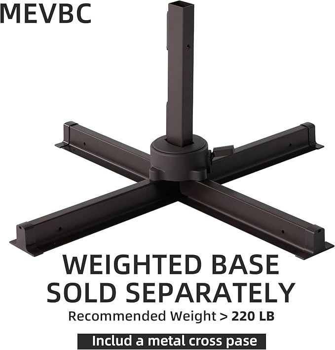 10 X 13 FT Cantilever Outdoor Patio Umbrella with Led Lights Large Heavy Duty 360° Rotation Double Top Offset Rectangular Umbrellas for Backyard Garden Pool Outside Deck, Grey MEVBC