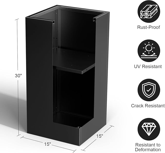 Tall Metal Planter Box for Outdoor Plants 15" L x 15" W x 30" H 2 Pack, Heavy Duty Steel Planter Box with Removable Insert Shelf, Rectangular Planters for Porch, Garden, Yard, Hotel (Black) Rootora