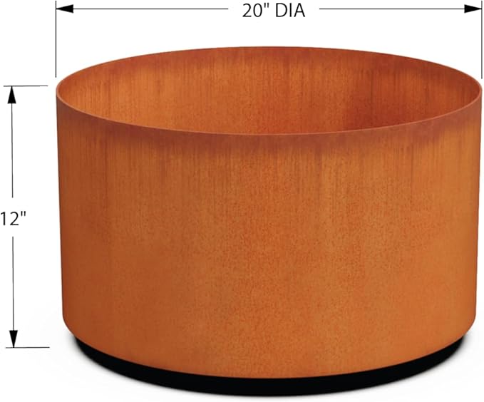 PLANTERCRAFT Corten Steel Metal Planter Box, Round Sizes, Modern Garden Steel planters for Commercial and Residential Outdoor Use. Plantercraft