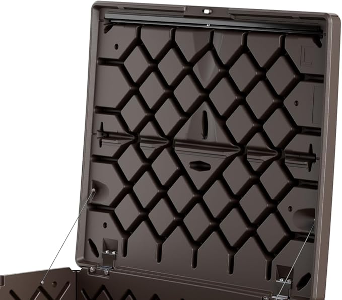 Rubbermaid Medium Resin Outdoor Storage Deck Box (74 Gal) Weather Resistant Brown Deck Organization for Home/Backyard/Pool Chemicals/Toys/Garden Tools/Porch/Patio Cushions Rubbermaid