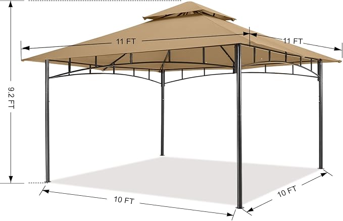MASTERCANOPY Outdoor Garden Gazebo for Patios with Stable Steel Farme (11x11,Beige) MASTERCANOPY