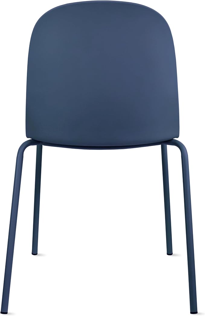 2xhome Parent Modern Stackable Armless Dining Chair | Plastic Shell Seat with Metal Legs | Indoor or Outdoor Use | Home Kitchen Patio (4, Blue, Padded Seat) 2xhome