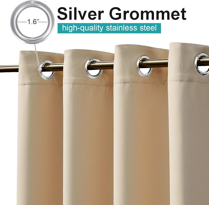 NICETOWN Outdoor Curtain for Patio Waterproof 108 inch Extra Long, Rustproof Grommet Room Darkening Thermal Insulated Privacy Outdoor Space Drape for Hall/Lounge, 84 inch Wide, Biscotti Beige, 1 PC NICETOWN