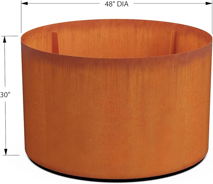 PLANTERCRAFT Corten Steel Metal Planter Box, Round Sizes, Modern Garden Steel planters for Commercial and Residential Outdoor Use. Plantercraft