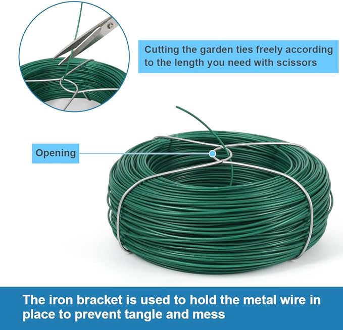 328 Feet Plant Twist Tie Plastic Coated Soft Garden Metal Wire 1mm Thin for Gardening, Home, Office (Green) Shintop