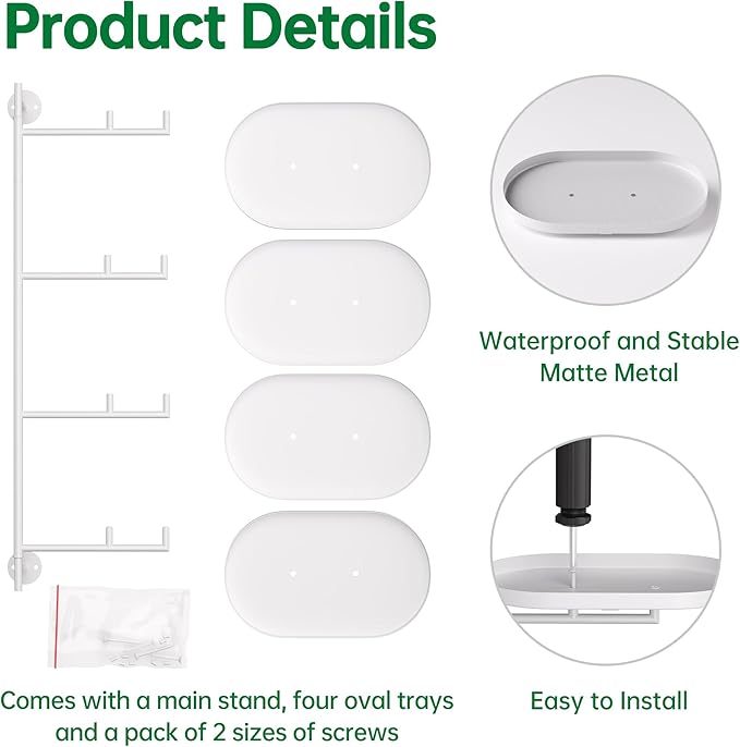 Rotating Window Shelves for Multiple Plants Indoor,4-tier Metal Corner White Plant Stand Holder Floating Hanger Shelf for Wall，Windows Sill Gifts for Planter Lover to Enhance Home Decor YFFSRJDJ