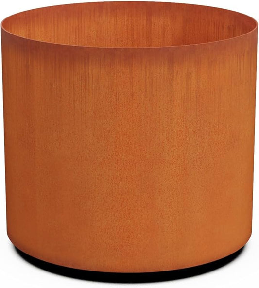 Plantercraft Large Round Corten Steel Planters (20x18 Inch) - Large Outdoor Planters for Outdoor Plants, Modern Weathering Metal Planter for Patio, Deck, and Garden Entryway Plantercraft