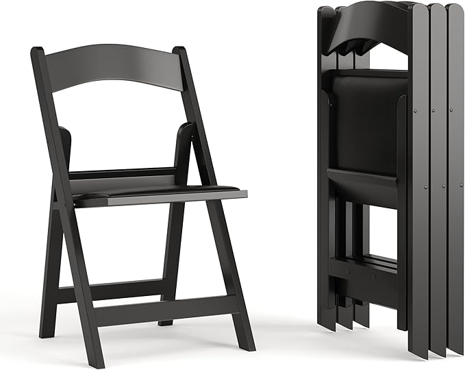 Flash Furniture Hercules Series Folding Chairs for Weddings and Formal Events, Stackable Commercial Event Seats with 1,000-lb. Static Weight Capacity, Set of 4, Black FlashFurniture