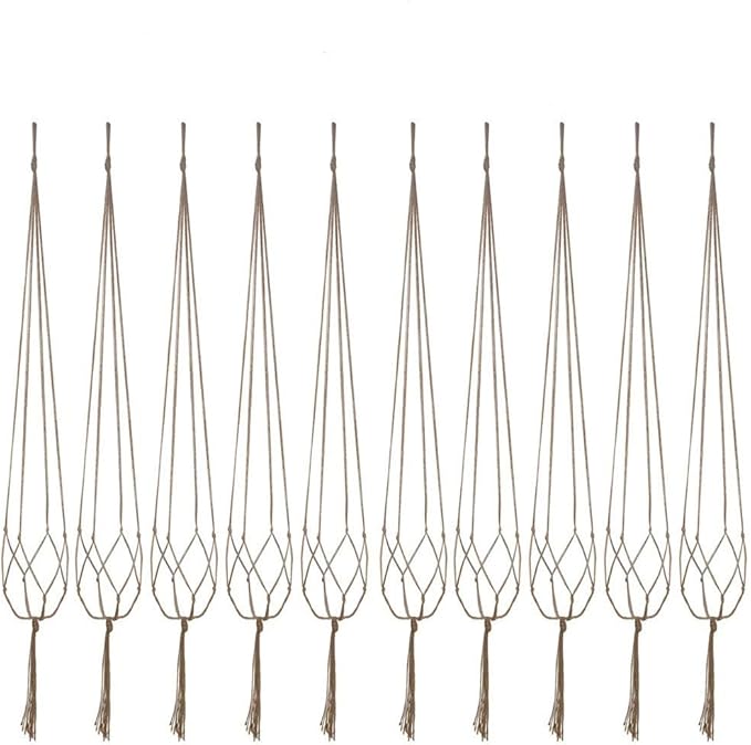 Plant Hanger, 10 Pieces 40'' Macrame Plant Hangers, Hanging Planters for Indoor Plants Pots, Plant Holder Basket Jute Rope Holder for Indoor Outdoor Garden Home Decorations (Natural) Kicovitifa
