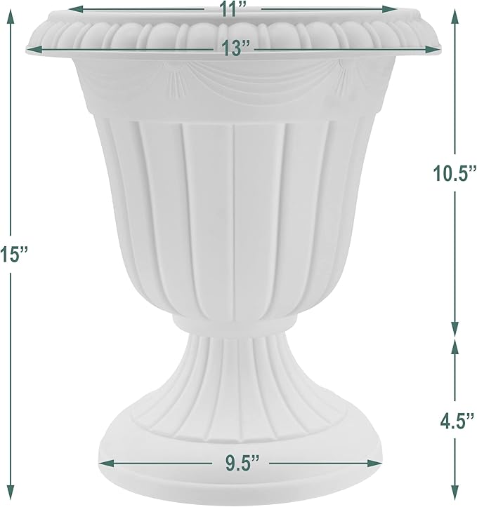 Arcadia Garden Products PL10CP Classic Traditional Plastic Urn Planter Indoor/Outdoor, 15" x 13", Brushed Copper Rootora