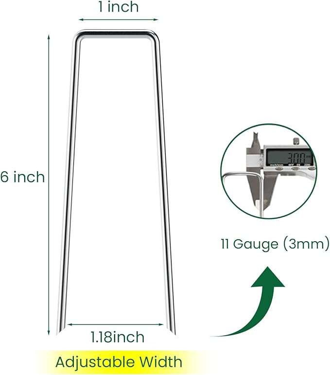 6 Inches Galvanized Garden Staples, Metal Tent StakeHeavy Duty U-Shaped Pins and Landscaping Staples for Sod Anchoring Landscape Fabric Irrigation Tubing (100, Silver) Sweecomb