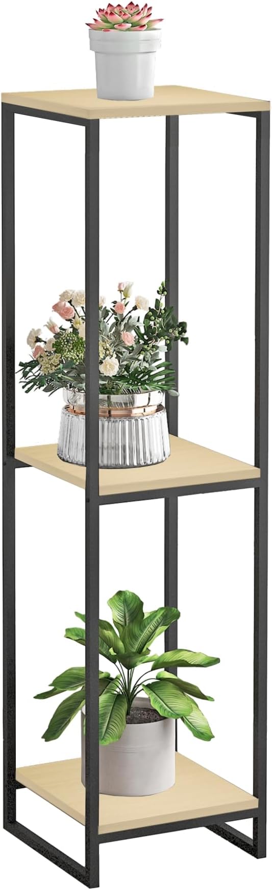 46" Tall Plant Stand Indoor, 3-Tier Modern Plant Shelf, Corner Flower Pot Holder Organizer for Living Room Balcony Patio Garden (Light Oak) GreenLivingSpaces