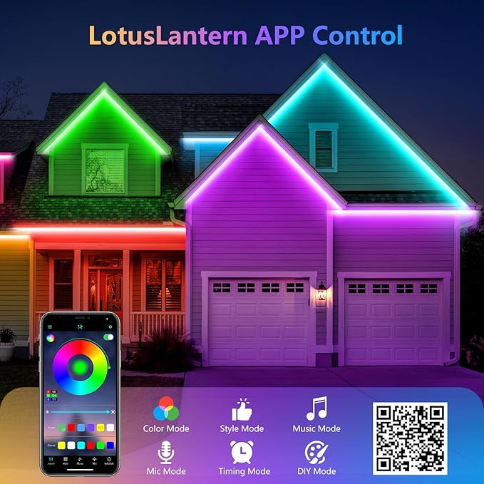 150Ft Outdoor LED Strip Lights, IP68 Waterproof Color Changing RGB LED Light Strips with IR Remote and APP, 24V Music Sync Led Rope Lights,Flexible Outdoor DIY Tape Lights for Balcony Deck Garden Pool HUEMIHUI
