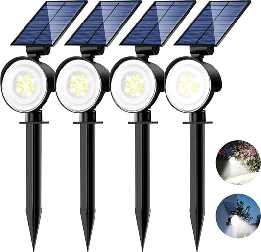 nipify Solar Lights Outdoor Waterproof, Spot Lights- 4 Pack/53 LED/3 Modes Solar Powered Spotlights 2-in-1 Auto On/Off Landscape Lighting for Outside Yard Wall Garden, Cool White Nipify