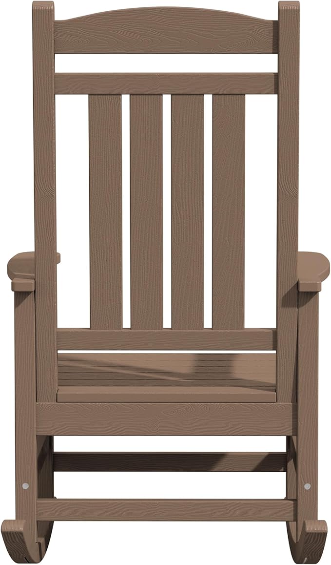 KINGYES Outdoor Rocking Chair Set of 2, High Density Polyethylene Patio Rocking Chairs with 330lbs Support for Adults, Brown KINGYES