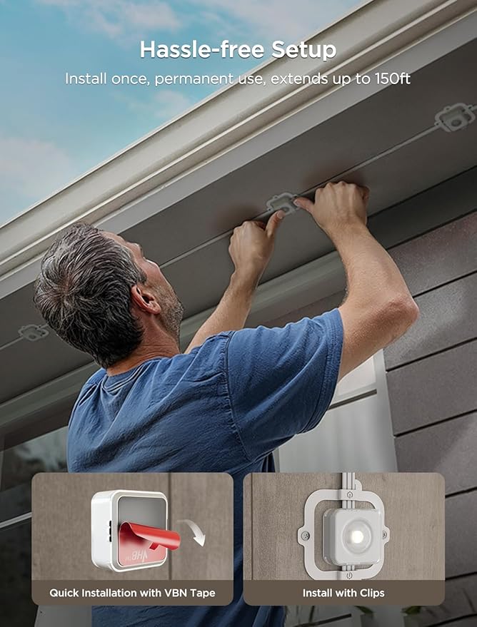 Govee Permanent Outdoor Lights 2, 150ft RGBIC Outdoor Lights with 108 LED Lights, IP67 Waterproof, 100 Scene Modes with 40lm White for Outdoor Decorations, Works with Alexa, Google Assistant, Black Govee