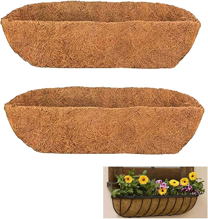 2pcs Trough Coco Liner 30 inch Wall Planter Replaceable Coco Liner for Window Box, Fence Flower Baskets- HHTHH