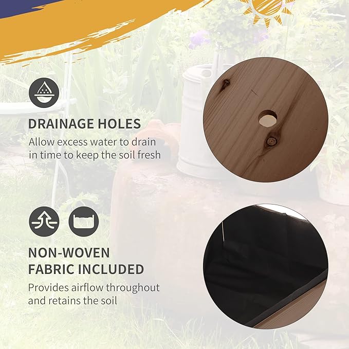 Outsunny Raised Garden Bed with 8 Grow Grids, Wooden Outdoor Plant Box Stand with Folding Side Table and Wheels, 49" x 21" x 34", for Vegetables, Flowers, Herbs, Brown Outsunny