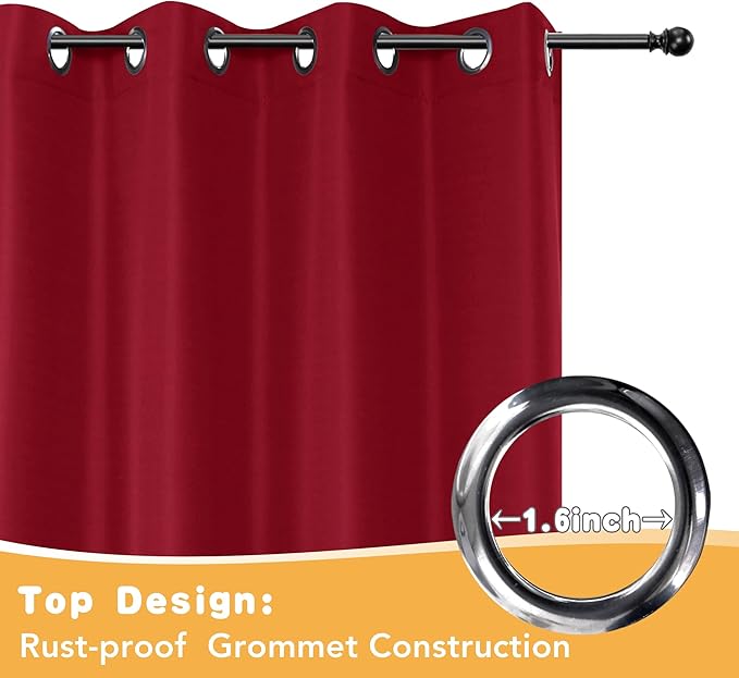 HolidayIdeas Red Outdoor Curtains for Patio Waterproof, 2 Panels - 54 x 120 Inch - Privacy Protection & Light Filtering Curtains Grommet Outside Curtains for Porch, Gazebo, Pergola, Backyard HolidayIdeas