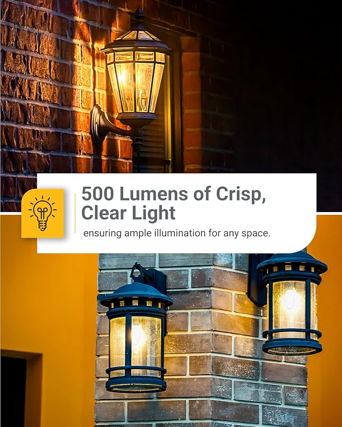 Sunco 6 Pack Dusk to Dawn LED Outdoor Light Bulb B11, Edison Filament Candelabra Bulbs for Porch Lighting, 500 LM, 5W (40W Equivalent), 3000K Warm White, E12 Base, Photocell Sensor UL SuncoLighting