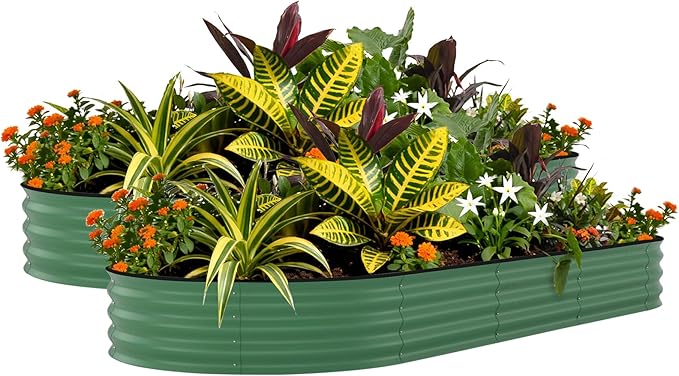 Garvee 2 Pack Galvanized Raised Garden Beds - 8x4x1.5ft Planter Box for Vegetables, Flowers, Rust-Resistant Garden Box, Easy Assembly Raised Beds, Durable Planters for Outdoor Plants, Green Garvee