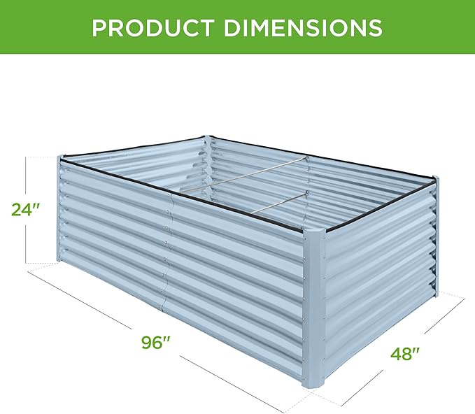 Best Choice Products 8x4x2ft Outdoor Metal Raised Garden Bed, Deep Root Planter Box for Vegetables, Herbs & Flowers, 478-Gallon Capacity, 100% Non Toxic Materials - Mist Blue BestChoiceProducts