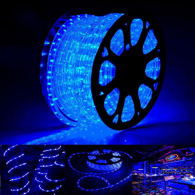 200ft LED Rope Lights Outdoor, 1440 LED Flexible Tube Lights with 8 Modes, Waterproof LED Rope Lighting for Outside, Garden, Patio, Bedroom, Party, Pool, Fences, Indoor Outdoor Decoration (Blue) Jnaurb