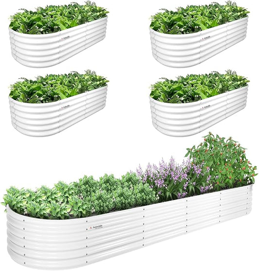 A ANLEOLIFE Set of 5, 18 Inch Tall Raised Garden Beds Kit, Large Oval & Small Oval Combo Metal Planters – Ideal for Backyard Vegetables Flowers Herbs AAnleolife