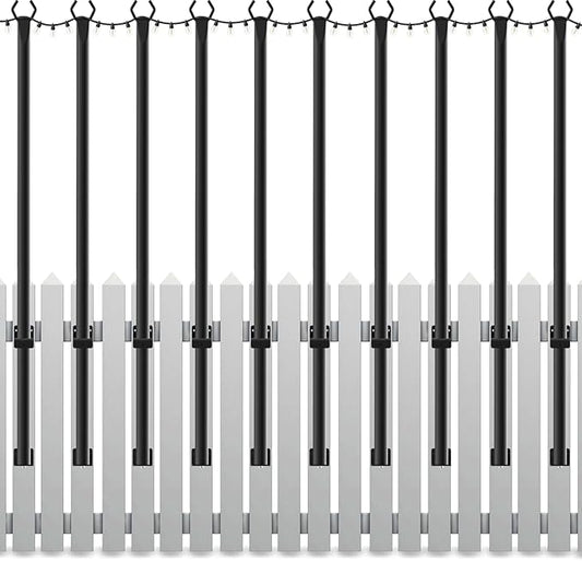 10 Pack String Light Poles,5Ft Light Poles for Outside String Lights,Outdoor Lights Pole with Fork,Metal Poles Stand for Patio Deck Backyard Mutovlin