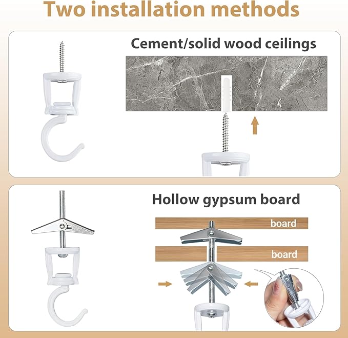 Mkono Ceiling Hooks for Hanging Plants, Heavy Duty Metal Plant Hanger for Drop Ceiling, Swag Hook for Hanging Planters, Lights, Birdfeeders, Indoor Outdoor Decorative Screw-in Hooks (White 4 Pack) Mkono