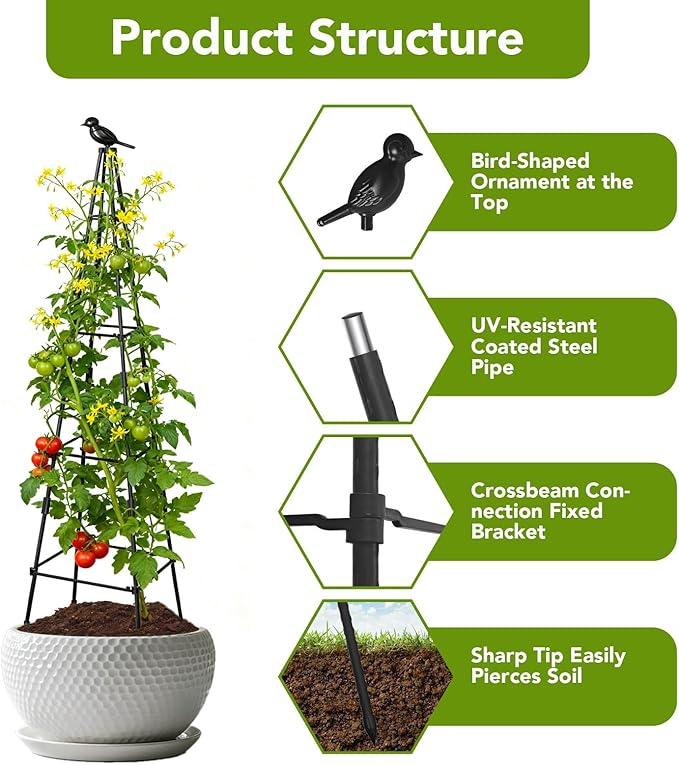 2 Pack Garden Trellis for Climbing Plants Outdoors, 70inch Tower Obelisk Trellis for Potted Climbing Plants, Plant Support for Potted Flowers, Roses, Tomatoes, Cucumbers & Vegetables Lazzmonk