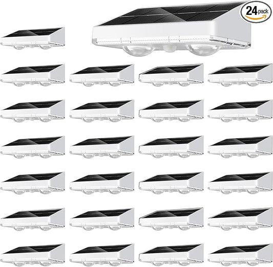 NIORSUN Solar Fence Lights,24 Pack Solars Deck Light,Warm White Color,Outdoor Bulb Waterproof Led IP65,Power Patio Lamp with Lenses for Outside/Backyard/Railing/Yard(White) NIORSUN