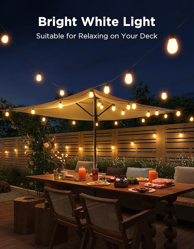 Govee S14 Bulb Outdoor String Lights 2, 48ft Smart RGBIC Warm White Patio Lights with 15 LED Bulbs, 111 Scene Modes for Outdoor Decor, Upgraded IP66 Compatible with Alexa, Google, Matter, APP Control Govee