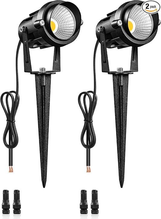 6W 700LM Low Voltage Landscape Lighting, 12V AC/DC 3000K Warm White LED Low Voltage Landscape Lights, IP65 Waterproof Outdoor Spotlights with Connectors for Garden Tree Yard 2 Pack W01SLP206 Wilawels