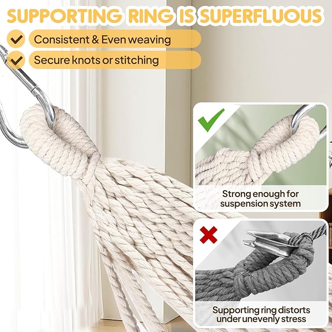 ANYOO Cotton Hammock Portable Camping Hammocks for Hanging Sturdy Garden Comfortable Fabric Hammock with Tree Straps Up to 660lbs with Travel Bag for Camping Outdoor/Indoor Patio Backyard Anyoo