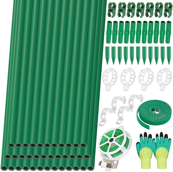 Lezmarket 36 Pack Garden Stakes(16" Each), Plant Support Stakes, DIY 4ft 5ft 6ft 7ft Sturdy Fiberglass Plant Sticks Support Garden Trellis for Growing Climbing Tomato Vegetables Flowers Lezmarket